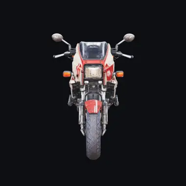 Malla de una motocicleta roja, generada a partir de cuatro fotos